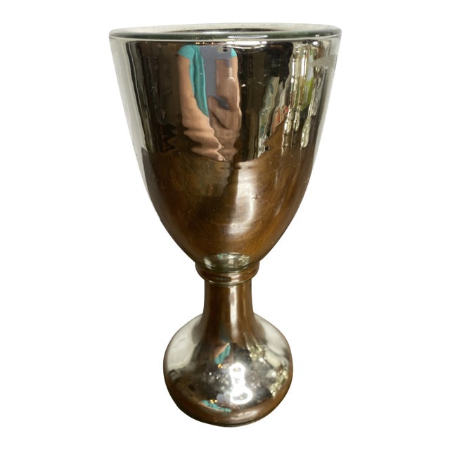 Antique Late 19th Century Mercury Glass Wine Glass For Sale