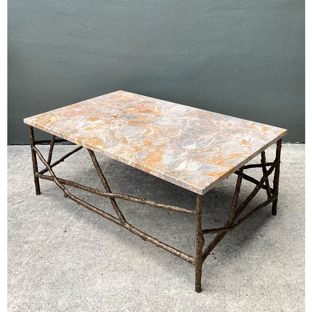 Vintage Faux Bois Marble Top Coffee Table For Sale - Image 12 of 18