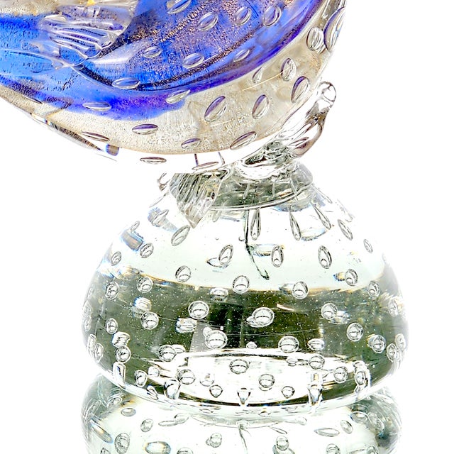 Murano Blue-Purple Aventurine Glass Pheasant 15.5" Attributed to Archimede Seguso For Sale - Image 9 of 12
