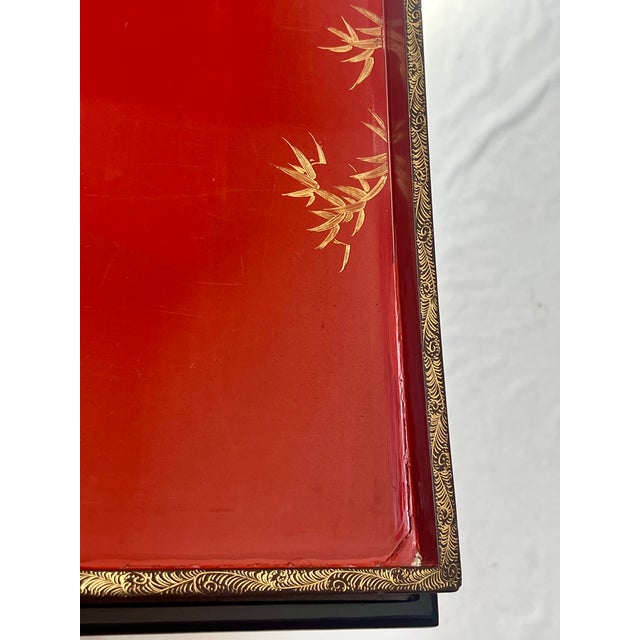 Stephen Cannell Estate: 1950s Chinese Red Lacquer Chinoiserie Accent Table For Sale - Image 9 of 9