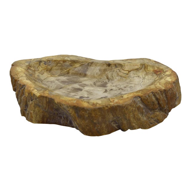 Late 20th Century Carved Solid Stone Bowl With Natural Irregular Shape Accent Dish For Sale