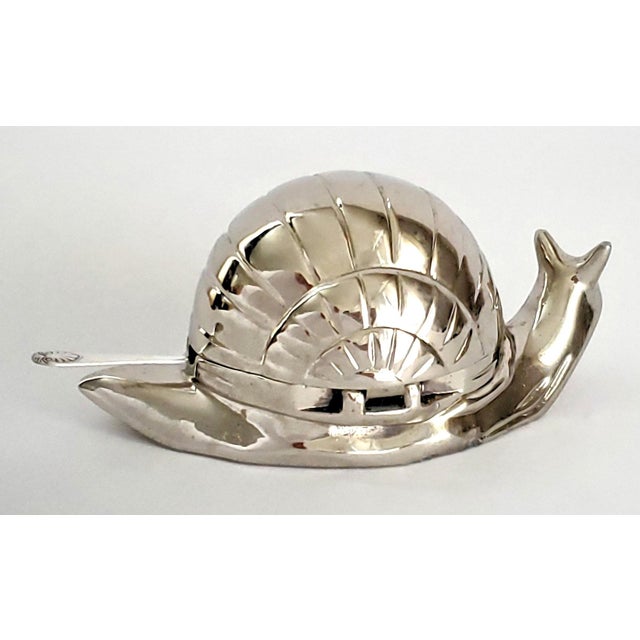Metal Dish Caviar Butter Silver Plated Snail For Sale - Image 7 of 8