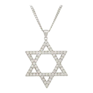 White Diamond Star of David Pendant Necklace in 14k White Gold