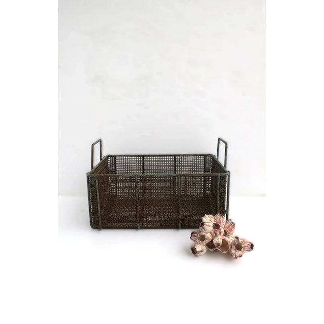 Mid 20th Century Iron Wire Wicker Basket For Sale - Image 5 of 10
