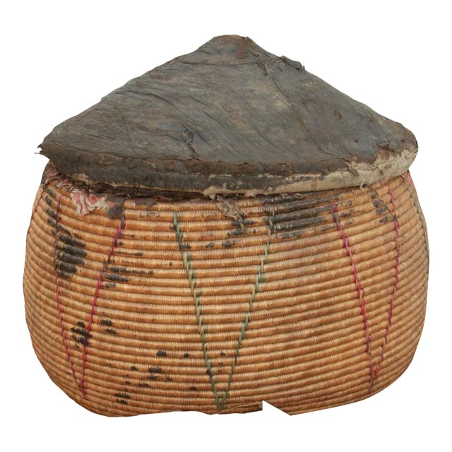 Museum-Scale Antique Tribal Drum Storage Basket For Sale