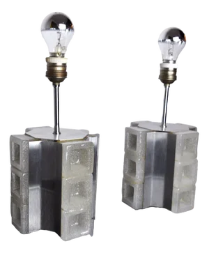Cubic Lamps in Murano Glass by Albano Poli for Poliarte, Italy, 1960s, Set of 2