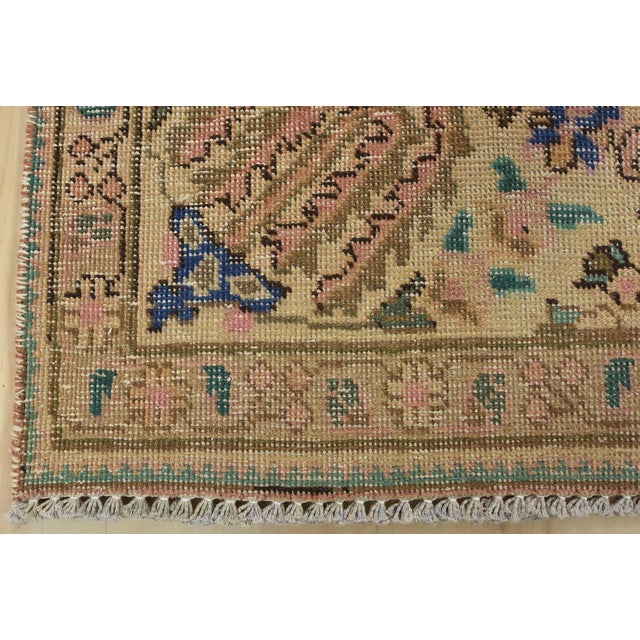 Tabriz Rug 5’3” X 8’4” Pink Wool Vintage Distressed Hand-Knotted Carpet For Sale - Image 10 of 12