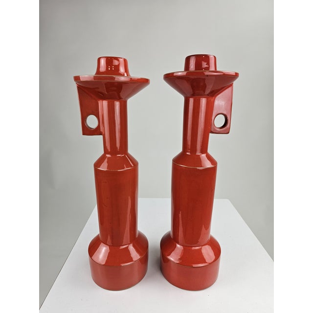 Ceramic Candlesticks by Enzo Bioli for Il Picchio, Italy, 1970s, Set of 2 For Sale - Image 15 of 16