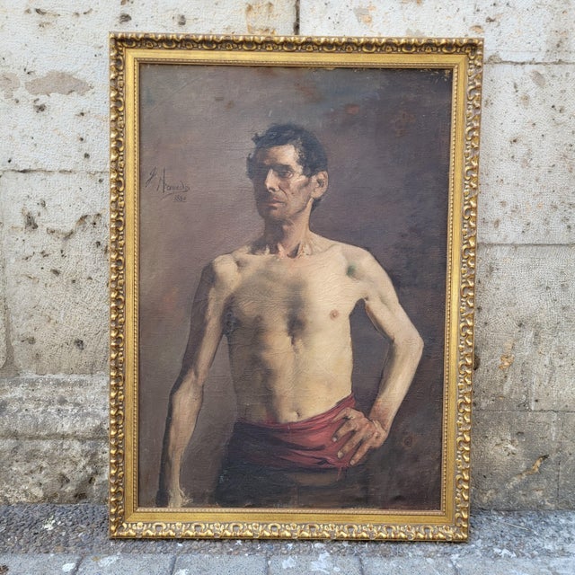 José Acevedo, Nude Male Torso, 1880, Oil Painting on Canvas, Framed For Sale - Image 4 of 18