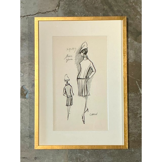 Vintage Pierre Cardin Fashion Sketch For Sale - Image 4 of 12