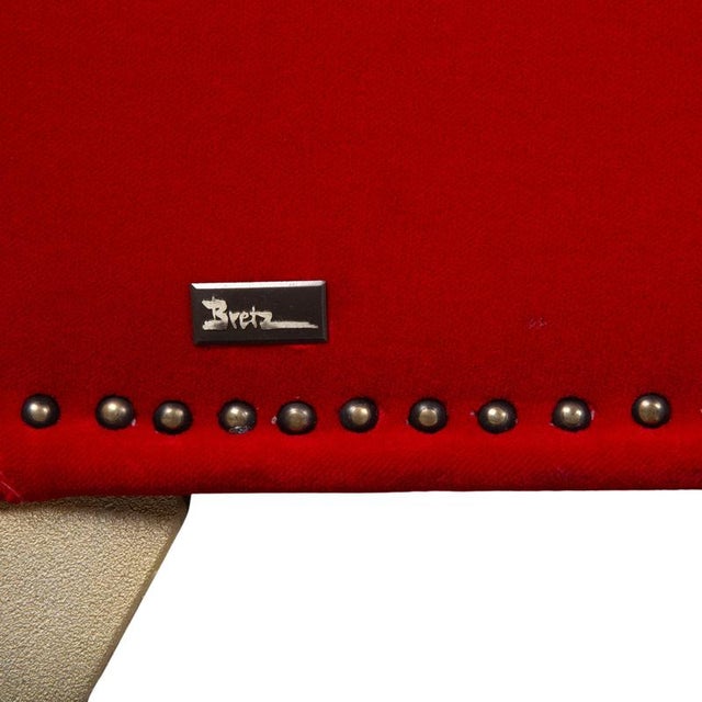 Red Velvet Fabric Three-Seater Sofa from Bretz Gaudi For Sale - Image 9 of 13