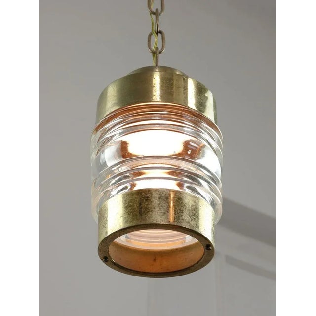 Vintage Italian Brass and Glass Lantern Pendant Lamp, 1960s For Sale - Image 11 of 18
