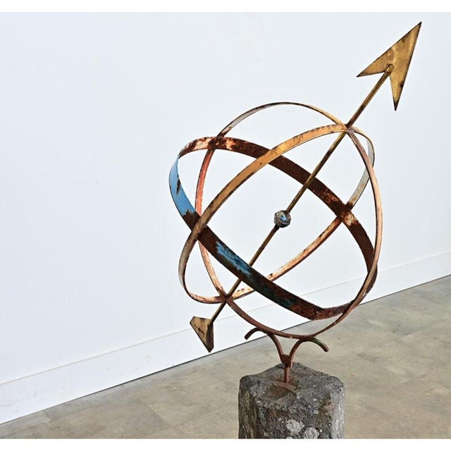 Stone Gray English 19th Century Garden Armillary Sphere on Column For Sale - Image 8 of 11