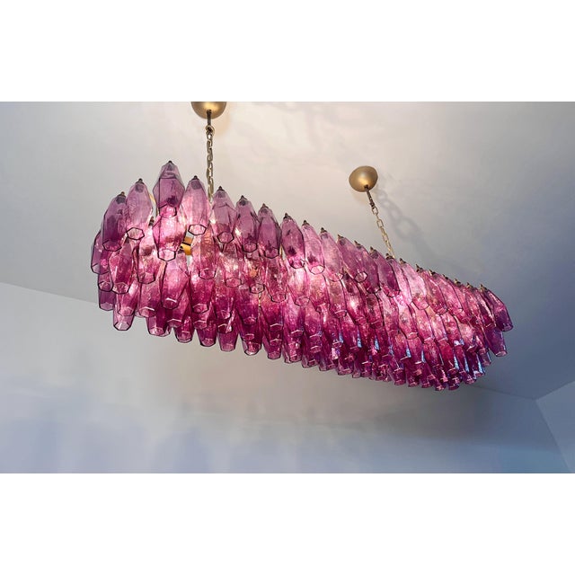 Murano Poliedri Chandelier with 138 Amethyst Glasses by Carlo Scarpa, 1990s For Sale - Image 15 of 18