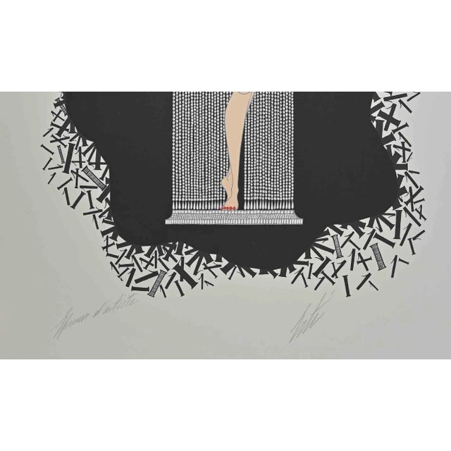 Le 1 is a contemporary modern artwork realized in 1968 by erté (romain de tirtoff). Mixed colored lithograph on paper. The...