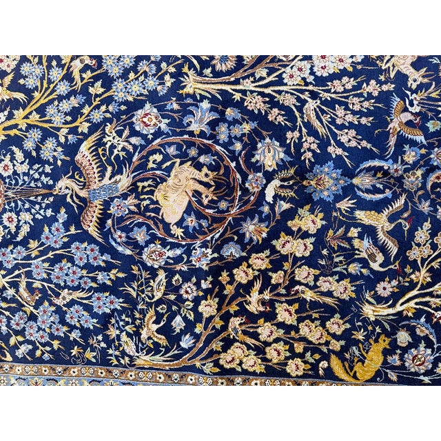 1970s A Sensational Silk & Wool on Silk Foundation Signed Persian Isfahan Rug For Sale - Image 4 of 9