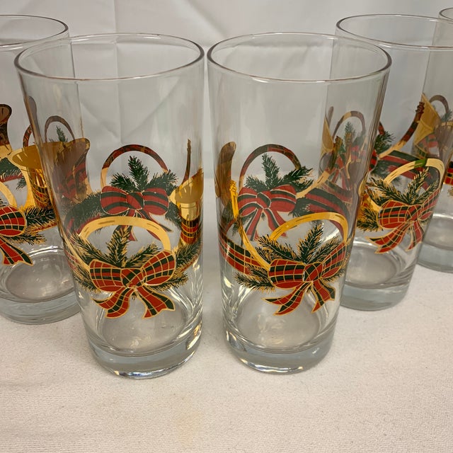Mid-Century Modern Vintage Culver "Yule Horn" Christmas Highball Glasses Set of 6 For Sale - Image 3 of 6