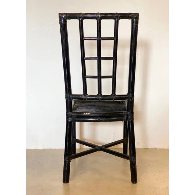 Set of Bamboo Chairs and Leather Chairs, 1970s For Sale - Image 9 of 12