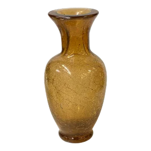 Light Smoky Quartz Crackle Pattern Peking Glass Accent Vase