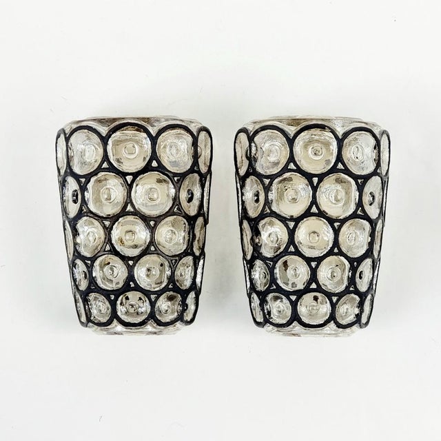 Rare mid-century wall lights/sconces from limburg, germany's leading glasswork, renowned for its premium and modernist...