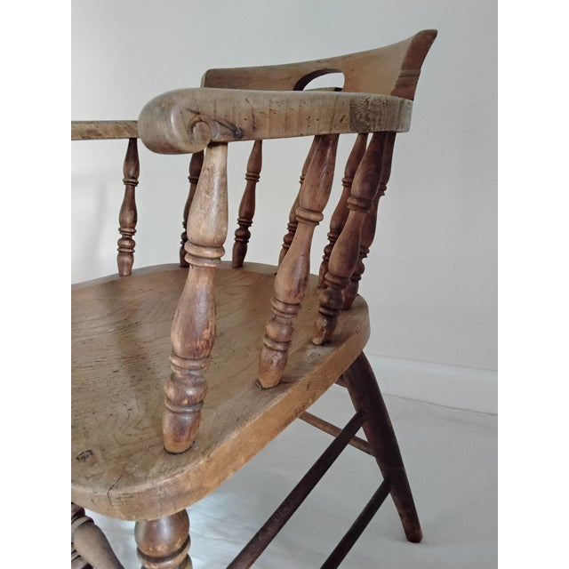 Antique Captains Chair in Elm and Ash, 1890s For Sale - Image 4 of 5