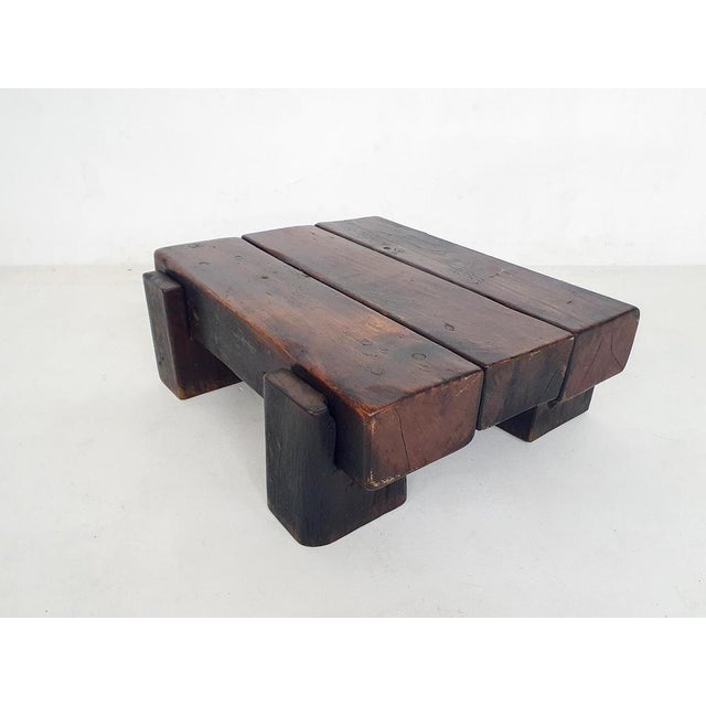 Mid-Century Modern Dutch Brutalist Wooden Coffee Table, 1970s For Sale - Image 6 of 15