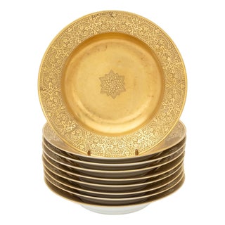 Limoges Gilt Decorated Porcelain Bowls, 9 For Sale