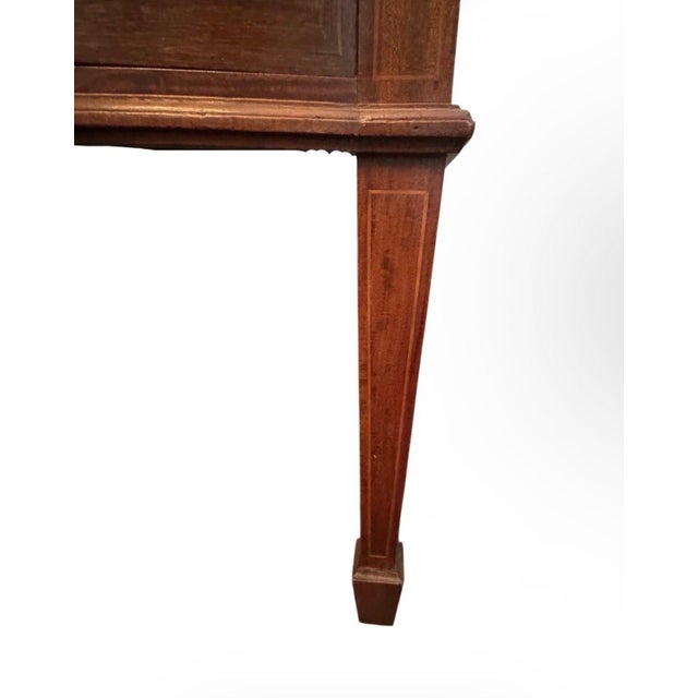 Brown Antique French Louis XVI Demilune Mahogany Calacatta Viola Marble Top Buffet Sideboard Credenza For Sale - Image 8 of 18