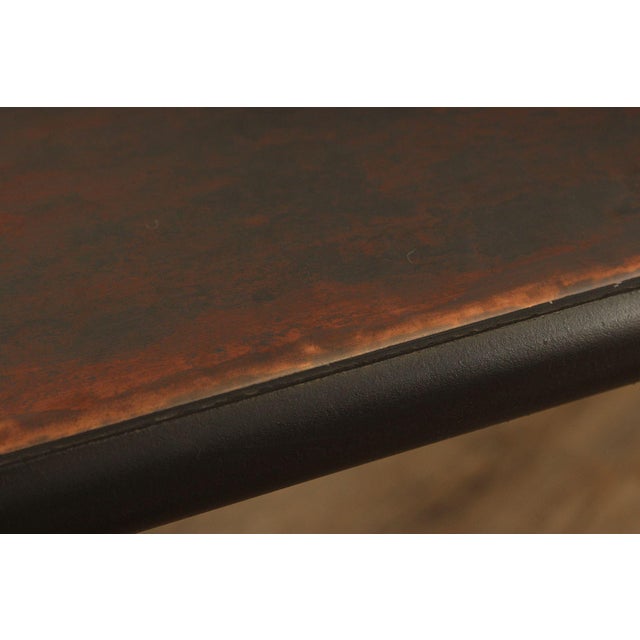 Copper Quality Forged Iron and Hammered Copper Top Console Table For Sale - Image 8 of 12