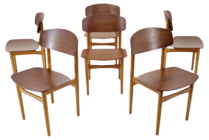 Oak and Teak Model 122 Dining Chairs by Børge Mogensen for Søborg Møbelfabric, 1960s, Set of 6