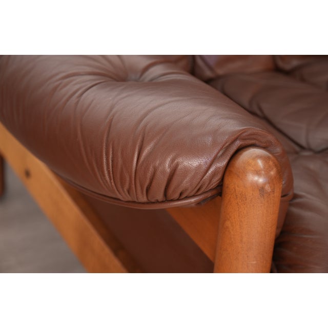 Animal Skin Vintage "Drabant" Brown Leather 3-Seat Sofa by Ulferts Sweden For Sale - Image 7 of 8