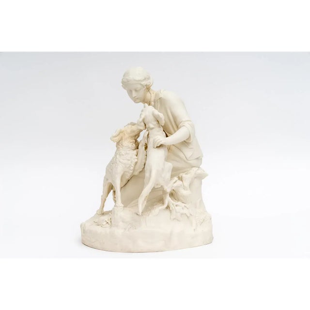Victorian Antique Bisque Sculpture With Dogs For Sale - Image 3 of 13