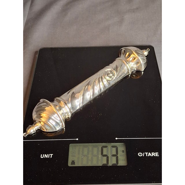 Vintage Hazorfim Israel 925 Sterling Silver Mezuzah Case, Spiral Swirl Repousse For Sale - Image 18 of 18