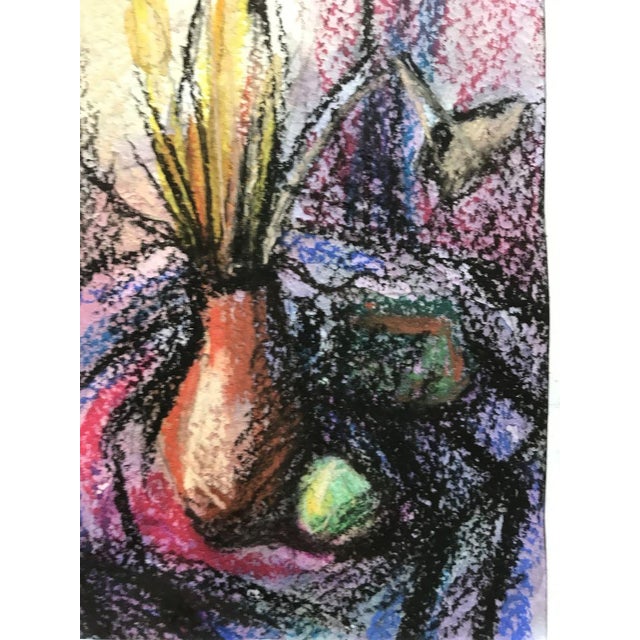 Purple Tempera Painting Gift Flowers Unknown Artist For Sale - Image 8 of 12