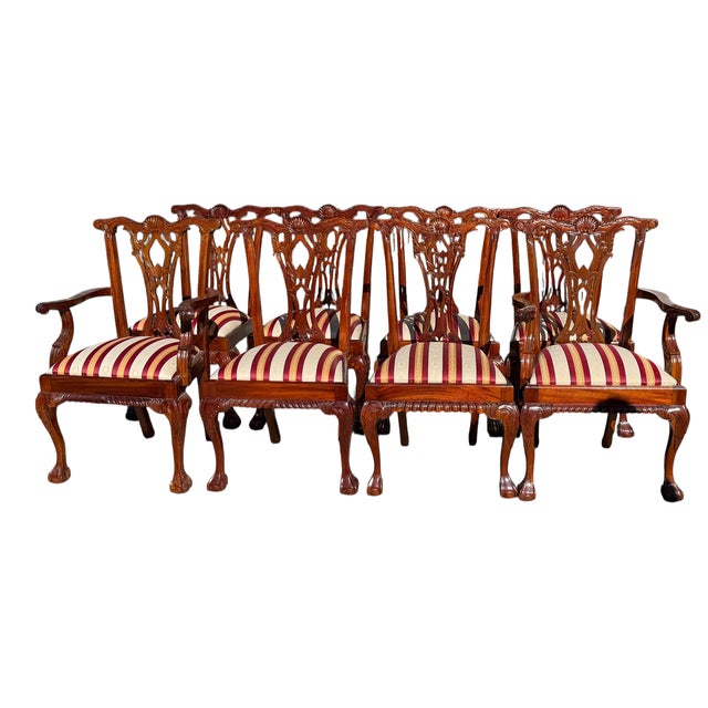 Chippendale English Chippendale Style Carved Mahogany Ball & Claw Dining Chairs- Set of 8 For Sale - Image 3 of 7
