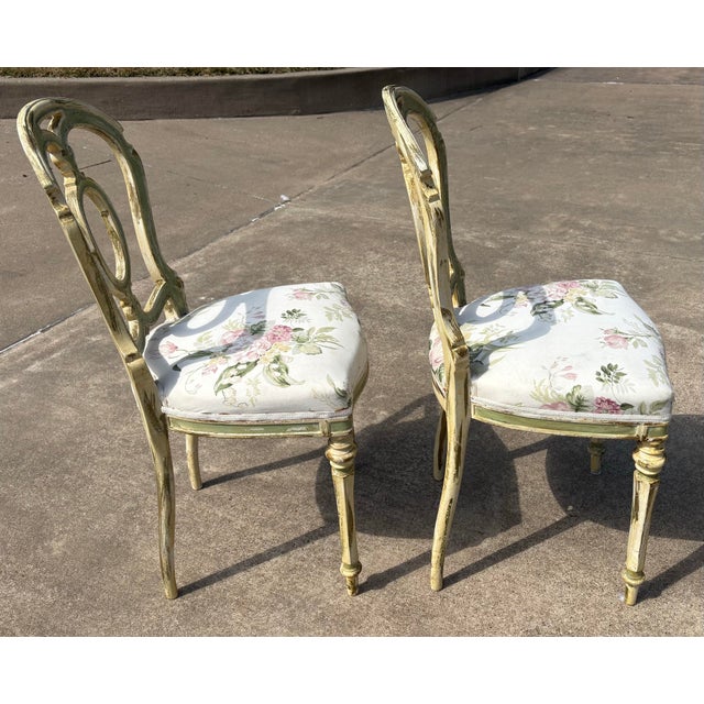 Early 20th Century Antique French Louis XVI Painted Side Chairs - A Pair For Sale - Image 5 of 12
