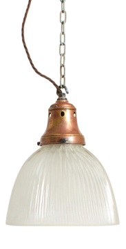 Antique Reclaimed Holophane Church Glass Pendant Light, 1940s