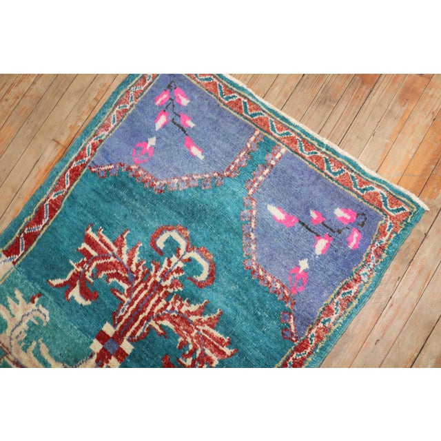 Vintage Zabihi Collection Turkish Anatolian Turquoise Rug - 2'10" x 4'8" For Sale In New York - Image 6 of 7