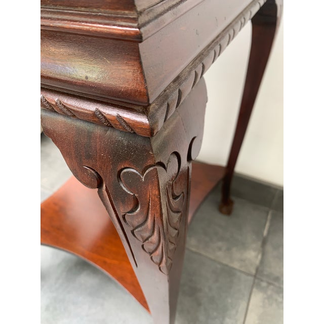 1940s Vintage Chippendale Gallery Top Claw & Ball Side Table For Sale - Image 5 of 6