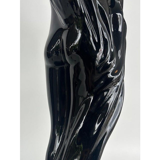 Glass Mid 20th Century Large Art Deco Ceramic Table Lamps, Glass Shades - a Pair For Sale - Image 7 of 13