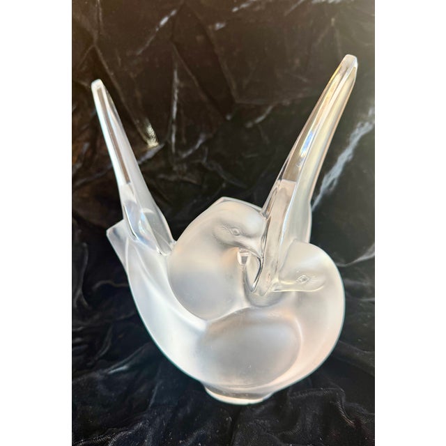 Lalique Frosted Dove Crystal Sculptural Vase For Sale - Image 10 of 12