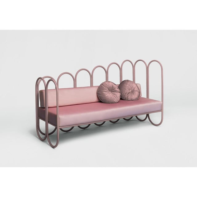 Mid-Century Modern New Pink Arco Armchair With Cushions by Masquespacio & Houtique For Sale - Image 3 of 13