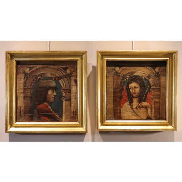 Pair of ceiling panels portrait of a condottiero / portrait of saint sebastian bonifacio bembo (brescia, 1420 – milan,...