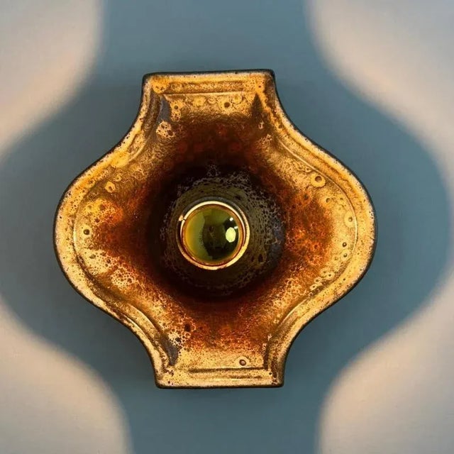 Oval Red Brown Green Ceramic Wall Lights, Germany, 1970s, Set of 3 For Sale - Image 15 of 16