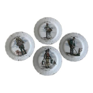 Vintage Plates Featuring French Vocations - Set of 4 For Sale