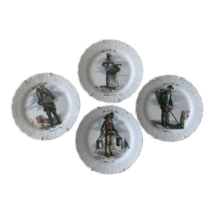 Vintage Plates Featuring French Vocations - Set of 4