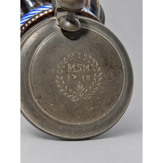 Metal German Saxon Annaberg-Type Enamelled Krug Dated 1710 For Sale - Image 7 of 13