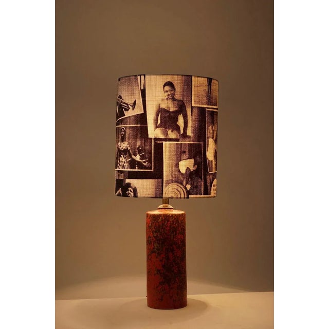 Orange Mid-Century Hungarian Studio Ceramic Table Lamp, 1950s For Sale - Image 8 of 10