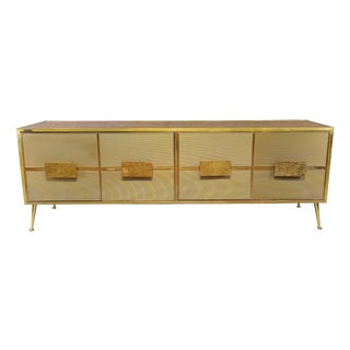 Gold Sideboard with Four Murano Glass Doors from Justfurnituress SRL For Sale