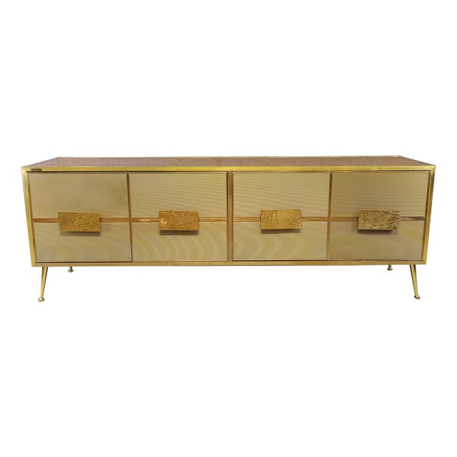 Gold Sideboard with Four Murano Glass Doors from Justfurnituress SRL For Sale